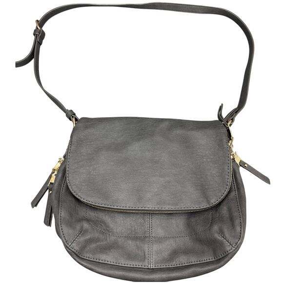 Miztique Black Vegan Leather Messenger Hobo Saddle Bag Crossbody Purse - Picture 1 of 16